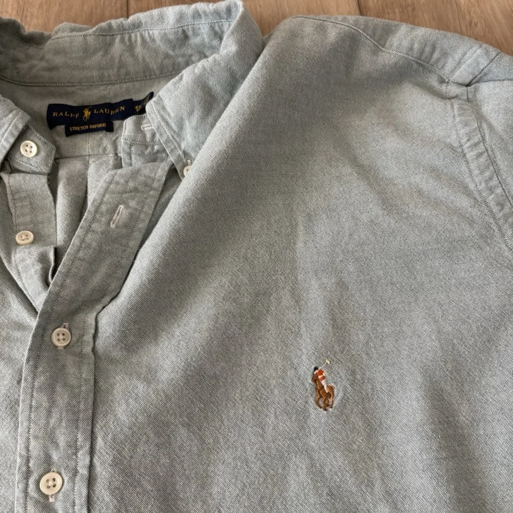 Polo Ralph Lauren Men's Stretch Oxford Green Button 4XLT Tall Pony - Picture 3 of 8